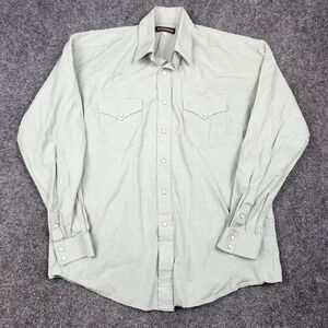 Stetson Shirt Mens Large Light Green‎ Western Pearl Snap Long Sleeve Cowboy